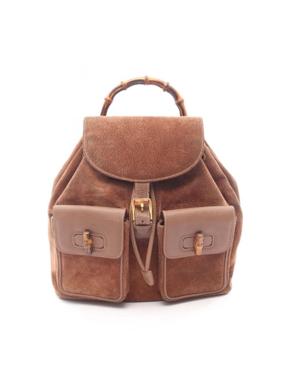 Gucci Backpack Bamboo 003 Brown Suede Leather Sac